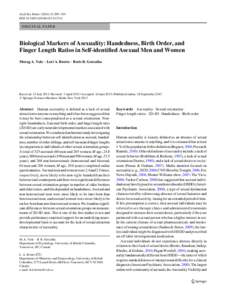 Running Head:  BIOLOGICAL MARKERS OF ASEXUALITY