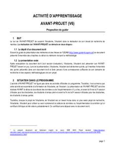 ACTIVITÉ D’APPRENTISSAGE AVANT-PROJET (V6) Proposition de guide1 1  BUT