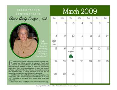 March[removed]CELEBRATING CENTENARIANS  Elmira Gandy Crapps , 102