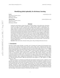 Journal of Machine Learning ResearchSubmitted 08/17; In Submission Identifying global optimality for dictionary learning Lei Le