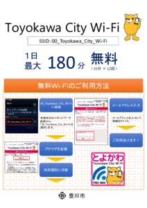 Toyokawa City Wi-Fi SSID：00_Toyokawa_City_Wi-Fi １日 最大