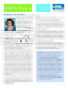ASPA News  JulyMessage from the Chair