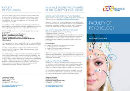 Faculty of Psychology Available degree programmes at the Faculty of Psychology