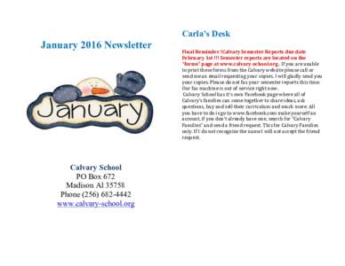    Carla’s Desk    January 2016 Newsletter
