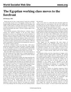 World Socialist Web Site  wsws.org The Egyptian working class moves to the forefront