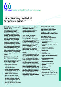 helping families & friends find better ways  Understanding borderline personality disorder What is borderline personality disorder (BPD)?