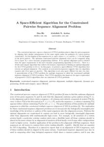 Genome Informatics 16(2): 237–A Space-Efficient Algorithm for the Constrained Pairwise Sequence Alignment Problem