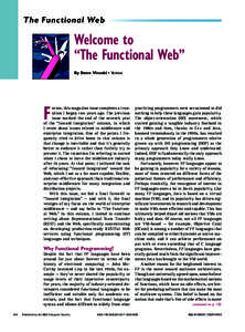 The Functional Web  Welcome to “The Functional Web” By Steve Vinoski • Verivue
