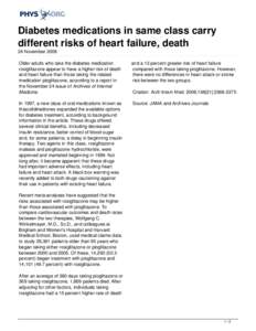 Diabetes medications in same class carry different risks of heart failure, death