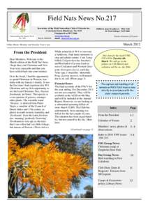 Field Nats News No.217 Newsletter of the Field Naturalists Club of Victoria Inc. Understanding Our Natural World Est. 1880