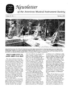 9\&ws{etter oj the American Musical Instrument Society Volume 24, No. 1 February 1995