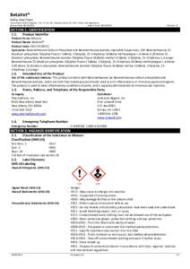 BetaVet® Safety Data Sheet According To Federal Register / Vol. 77, NoMonday, March 26, Rules And Regulations Revision Date: Date of issue: 