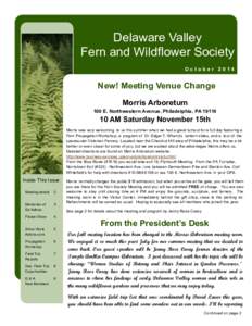 Delaware Valley Fern and Wildflower Society October 2014 New! Meeting Venue Change