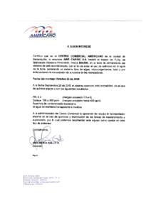Certification Americano, Septembertranslation  TO WHOM IT MAY CONCERN I hereby certify that in the shopping mall AMERICANO in the town of Barranquilla (Colombia, South America) the company AIRE CARIBE S.A. ha