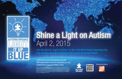 Join the world to “Light It Up Blue” on April 2nd, World Autism Awareness Day. Help spread awareness throughout April, Autism Awareness Month. LEARN more at www.AutismSpeaks.org/LIUB VIEW #LIUB photos around the worl