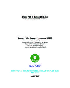 Water Policy Issues of India: Study Outcomes and Suggested Policy Interventions