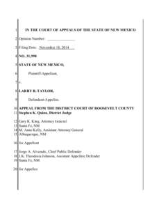 1  IN THE COURT OF APPEALS OF THE STATE OF NEW MEXICO 2 Opinion Number: _______________ 3 Filing Date: November 18, 2014