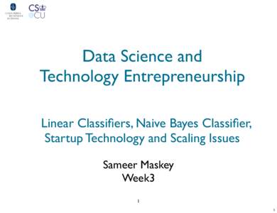 !  ! Data Science and Technology Entrepreneurship