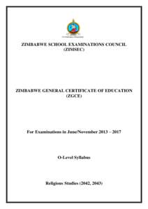 ZIMBABWE SCHOOL EXAMINATIONS COUNCIL (ZIMSEC) ZIMBABWE GENERAL CERTIFICATE OF EDUCATION (ZGCE)