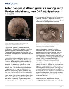 Aztec conquest altered genetics among early Mexico inhabitants, new DNA study shows
