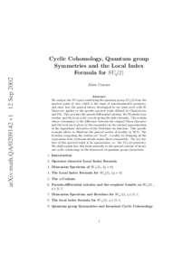 arXiv:math.QAv1 12 SepCyclic Cohomology, Quantum group Symmetries and the Local Index Formula for SUq (2) Alain Connes