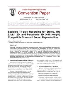 ___________________________________ Audio Engineering Society Convention Paper Presented at the 115th Convention 2003 October 10–13