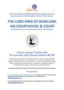 Oct 2012 Lord King of Bowland flyer
