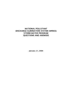National Pollutant Discharge Elimination System (NPDES) Storm Water Program Questions and Answers