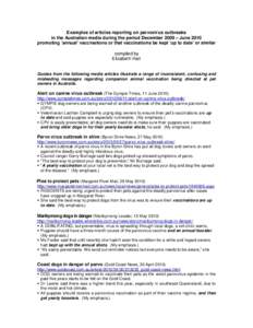 Microsoft Word - Media articles re parvovirus Dec 2009 to June 2010