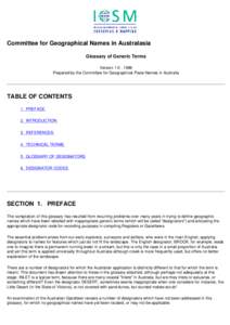 ICSM - GLOSSARY OF GENERIC TERMS