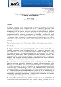 European Journal of Probation University of Bucharest www.ejprob.ro Vol. 2, No.1, 2010, pp 4 – 21 ISSN: 2006 – 2203