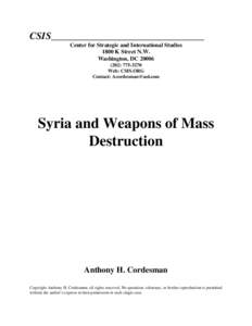 Syria and Weapons of Mass Destruction - October, 2000