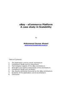 eBay - eCommerce Platform A case study in Scalability by  Mohammad Usman Ahmed