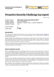 Proactive Security Challenge 64 Testing Report Proactive Security Challenge 64 report May 10, 2014