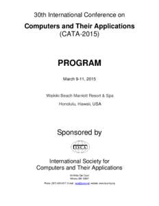 30th International Conference on  Computers and Their Applications (CATA[removed]PROGRAM