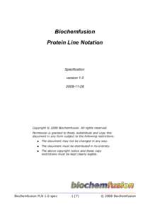 Biochemfusion Protein Line Notation Specification version