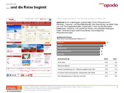 opodo.de  … und die Reise beginnt 1,82 Mio. Unique User/ø-Monat | 16,84 Mio. Page Impressions | 3,86 Mio. Visits