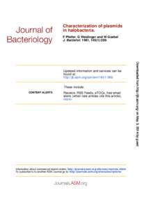 Characterization of plasmids in halobacteria. F Pfeifer, G Weidinger and W Goebel