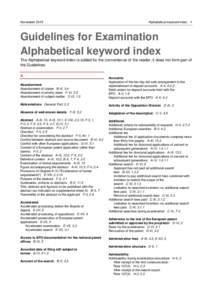 Guidelines for Examination - Alphabetical keyword index