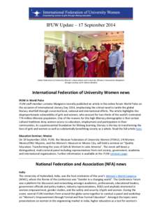 IFUW Update – 17 September[removed]Indian Federation of University Women’s Associations and University Women’s Association Bangalore (Image courtesy of Dr. Meera Bondre)  International Federation of University Women 