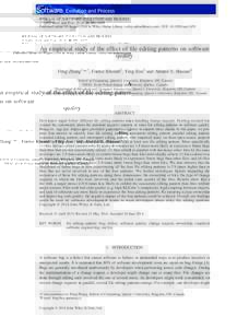 JOURNAL OF SOFTWARE: EVOLUTION AND PROCESS J. Softw. Evol. and Proc. 2014; 26:996–1029 Published online 06 August 2014 in Wiley Online Library (wileyonlinelibrary.com). DOI: smr.1659 An empirical study of the e