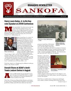 BBAAGHS NEWSLETTER  SANKOFA THE NEWSLETTER OF THE BLACK BELT AFRICAN AMERICAN GENEALOGICAL AND HISTORICAL SOCIETY, INC.  AUG-SEP 2007