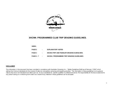 SKCWA PROGRAMMED CLUB TRIP GRADING GUIDELINES.  INDEX. PAGE 2  -