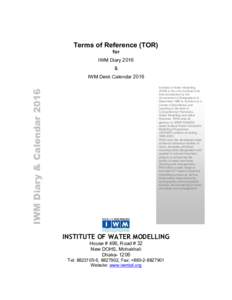 Terms of Reference (TOR) for IWM Diary 2016 & IWM Desk Calendar 2016