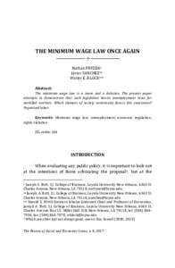 THE MINIMUM WAGE LAW ONCE AGAIN  Abstract: Nathan FRYZEKx1 Javier SANCHEZxx2