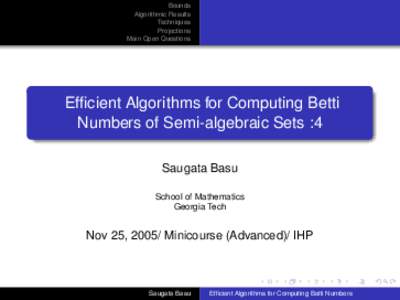 Bounds Algorithmic Results Techniques