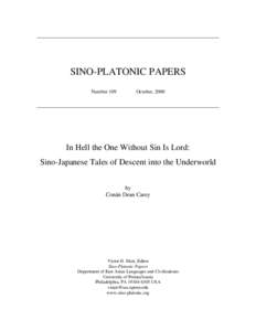 In Hell the One Without Sin Is Lord: Sino-Japanese Tales of Descent into the Underworld