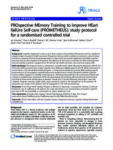 PROspective MEmory Training to improve HEart failUre Self-care (PROMETHEUS): study protocol for a randomised controlled trial