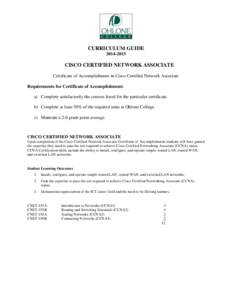 CISCO Certified Network Associate Certificate of AccomplishmentCurriculum Guide - Ohlone College