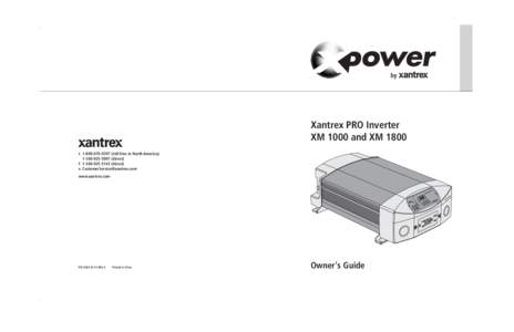 by  Xantrex PRO Inverter XM 1000 and XM 1800 ttoll-free in North America (direct)